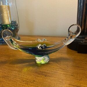 Vintage Murano Venetian Gondola Italian Art Glass Handblown Boat Ashtray